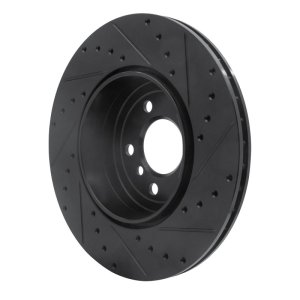 BMW 535I GT Brake Rotor (1) - Rear Left - R1 Concepts - Drilled & Slotted - Black - `10-`19